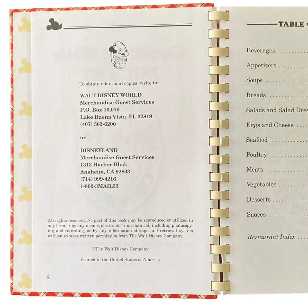 Disney Cooking with Mickey Volume II Gourmet Cookbook Vintage Y2K‎ Park Recipes